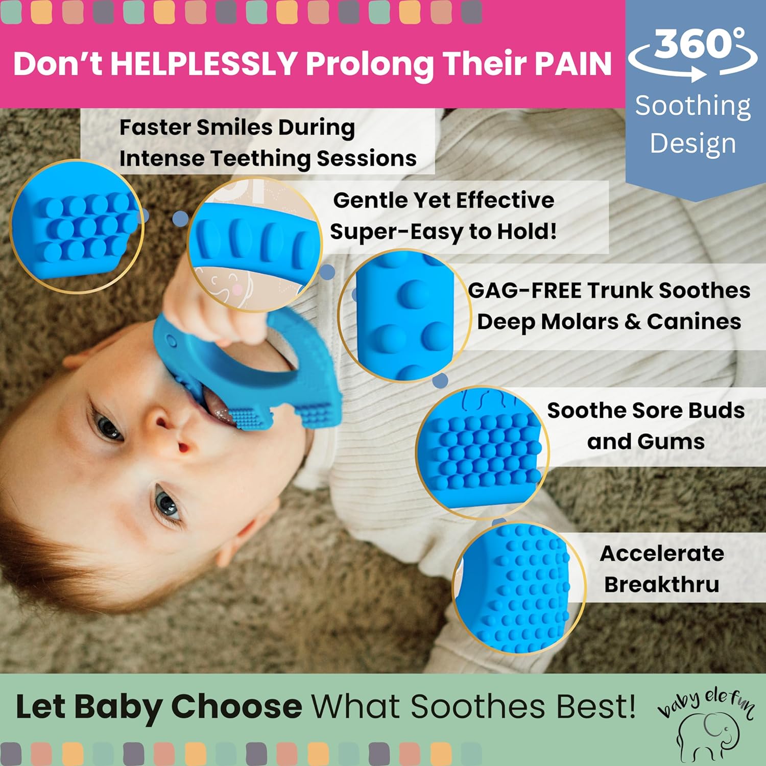 Blue Elephant Teether for Babies Age to 12 Months – Baby Elefun