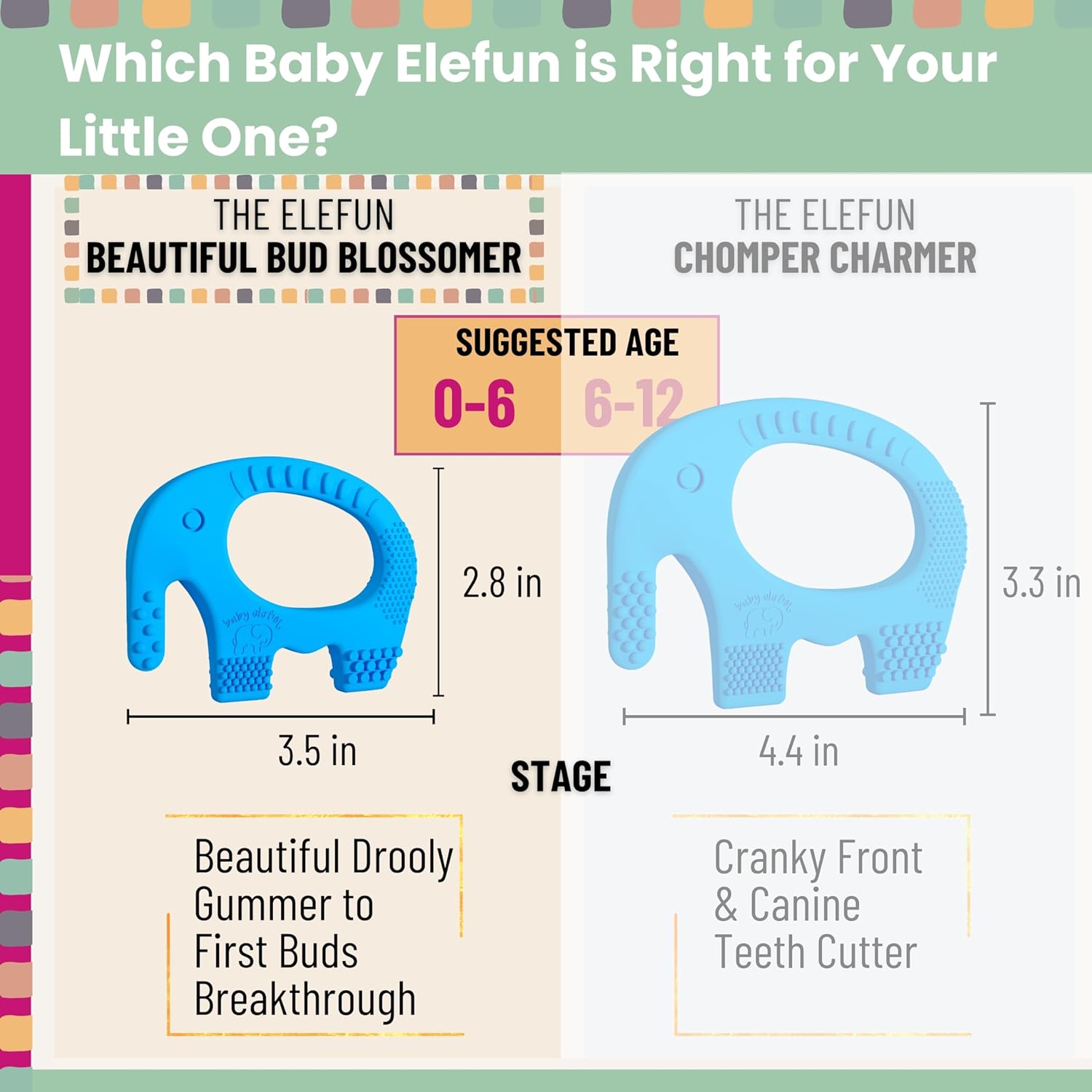 Blue Elephant Teether for Babies Age 0 to 12 Months Baby Elefun