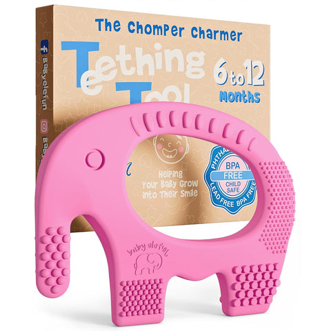Pink Elephant Teether for Babies Age 6 to 18 Months